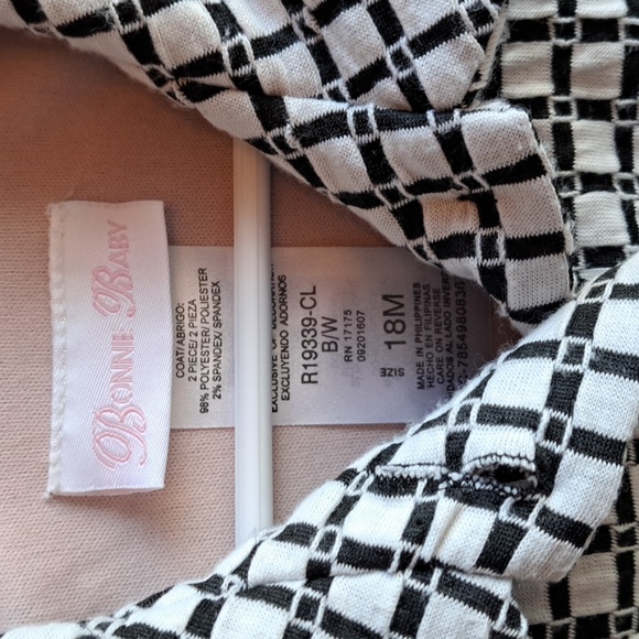 Bonnie Baby size 18 months black and white 2 button dress coat - Picture 2 of 5
